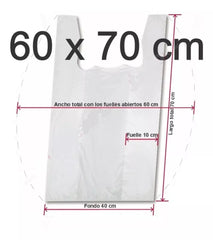 Bolsa camiseta Blanca XL 60x70cm x 100 unid