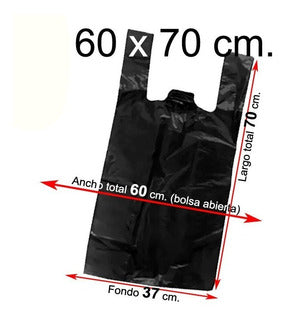 Bolsa camiseta Negra XL 60x70cm x 100 unid