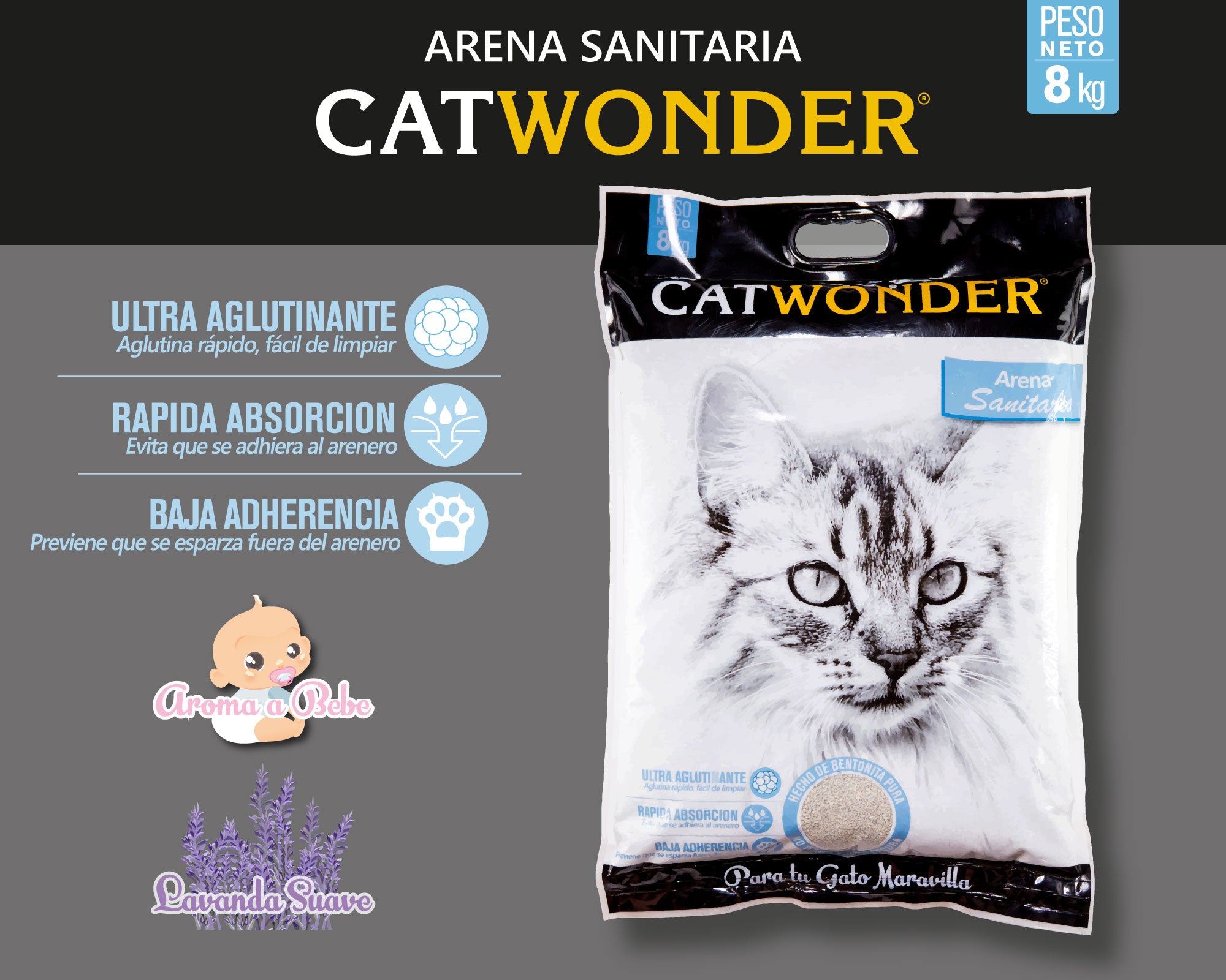 CATWONDER ARENA SANITARIA PARA GATOS - 8.0KG