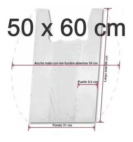 Bolsa camiseta jumbo 50x60cm blanca x 100 unid