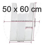 Bolsa camiseta jumbo 50x60cm blanca x 100 unid