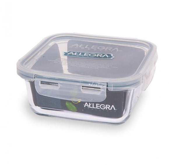 Contenedor vidrio hermético rectangular Alegra 420ml