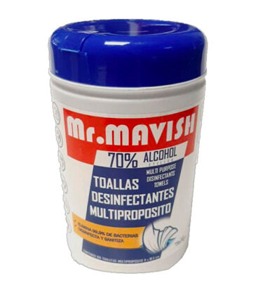 Toallas Desinfectantes Multiproposito Mr. Mavish 70% Alcohol